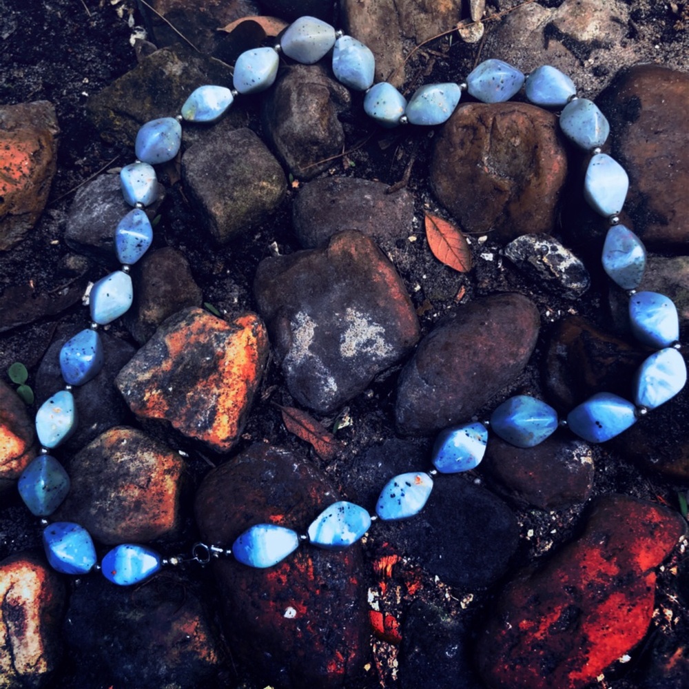 LONG BLUE NATURAL STONE NECKLACES